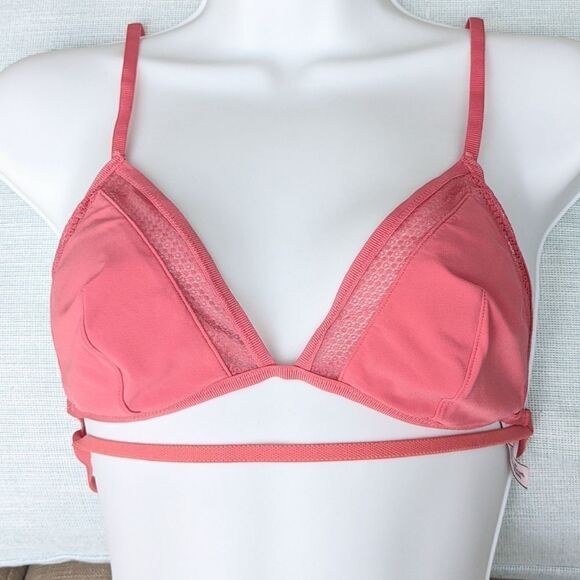 Victoria's secret pink salmon red strappy triangle bra wireless Medium @B036 - Picture 6 of 8